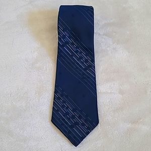 Men's Vintage Courtley Necktie Classic Length Navy Blue White Stripe Polka Dot